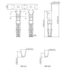 Termaial female end 1.6mm 3 pin 13A CnSn SUS Material Gold Ag Sn Ni surface treatment  Electrical Connector Terminal -J0201701